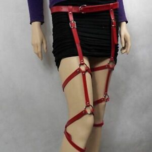 Lingerie Erotic Suspender Belt Gothic Punk Style Harness Leg PU Leather Garters