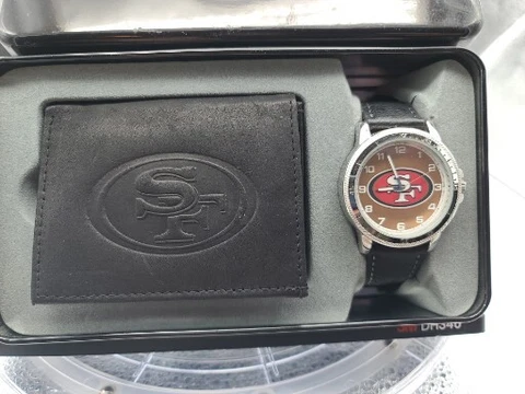 Sparo SAN Francisco 49ers NFL Dark Black Watch And Wallet Gift Set BEAUTIFUL New Cover