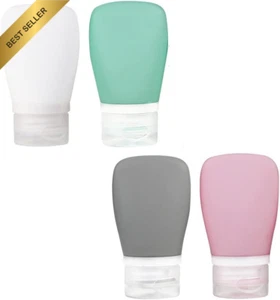 4 Pack 60ml Leak-Proof Reusable Silicone Travel Bottles for Personal Use - Picture 1 of 12