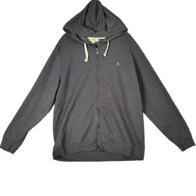 PENGUIN Hooded Zip Jacket Mens Size XXL Gray Drawstring Athletic Streetwear Gorp - Image 1 of 4