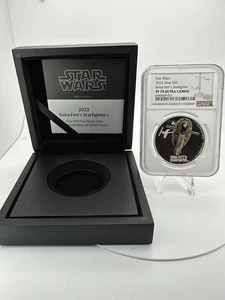 2022 NGC Niue StarWars Boba Fett's Starfighter 1oz Silver Proof Coin PF70 UC OGP - Picture 1 of 3