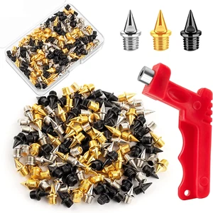 120PCS 1/4" Track Spikes – Pyramid Steel Spikes for Running, w/ Wrench & Box - Picture 1 of 12