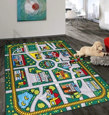Rugshop Kids Educational Learning City Life Road Non Skid (Non Slip) Area Rug... - Image 1 of 4