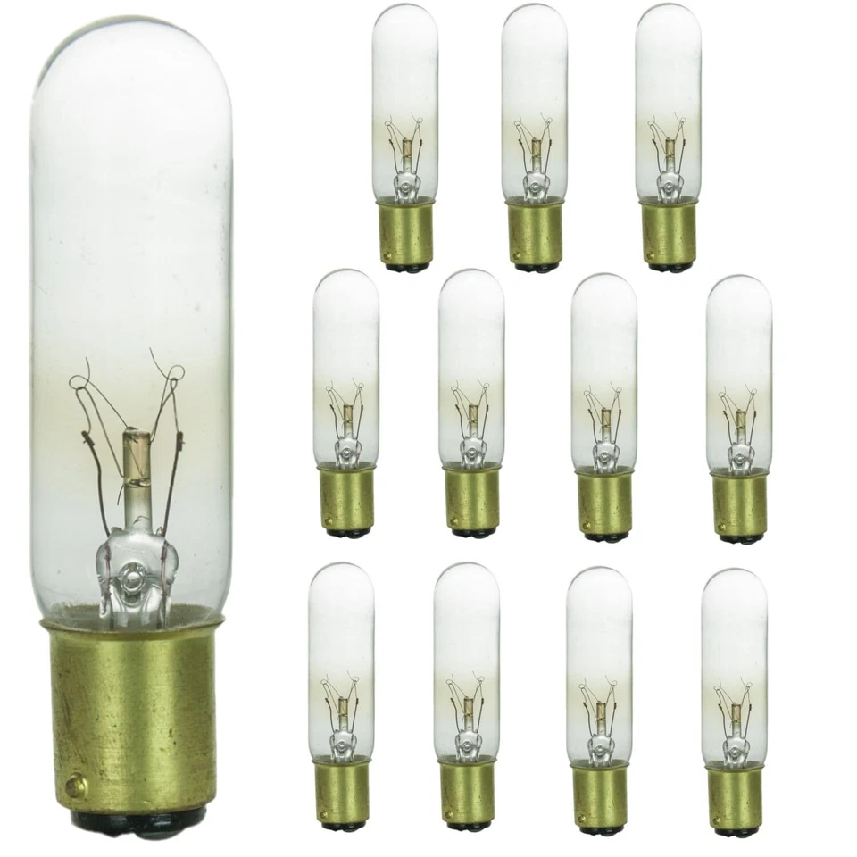 12Pack Tubular Light Bulbs, Frosted Tube Bulb, 15W, 2600K, 90LM, BA15D, 120V - Image 1 of 4
