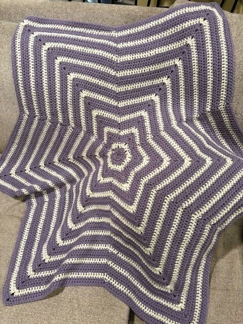 Baby blanket - purple & gray Star shaped 48 inches diameter - Image 1 of 1
