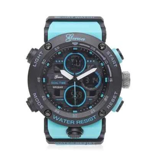 Genoa Japanese & Electronic Movement Multifunctional Watch Blue Silicone Strap - Picture 1 of 8