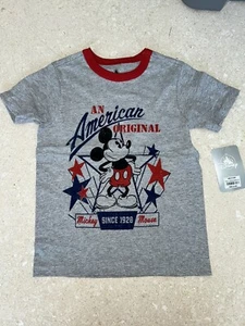 New Disney Store July 4th Classic Mickey Mouse Shirt Top Youth Boys Kids 2/3 2 3 - Picture 1 of 2