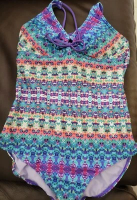 Traje de baño PrAna de una pieza mediano INEZ Aquabloom púrpura macramé UPF 50 NUEVO CON ETIQUETAS nuevo $89  Foto 1 de 4