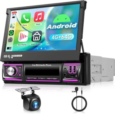 4+64GB Android 15 7" Autoradio GPS Navi BT CarPlay WIFI USB AUX-in Single 1 Din - Bild 1 von 4