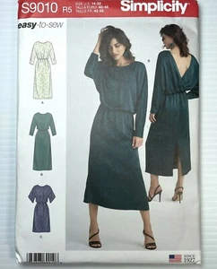 VESTIDOS Patrón SIMPLICITY S9010 con Espalda y Manga Variaciones TALLA 14-22 SIN CORTAR - Imagen 1 de 6