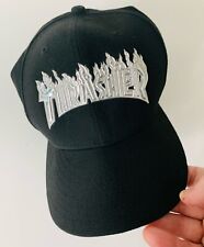 NEW ERA x Thrasher Logo Metallic SilVer 59FIFTY Fitted CAP HAT Size 7 1/2 Black