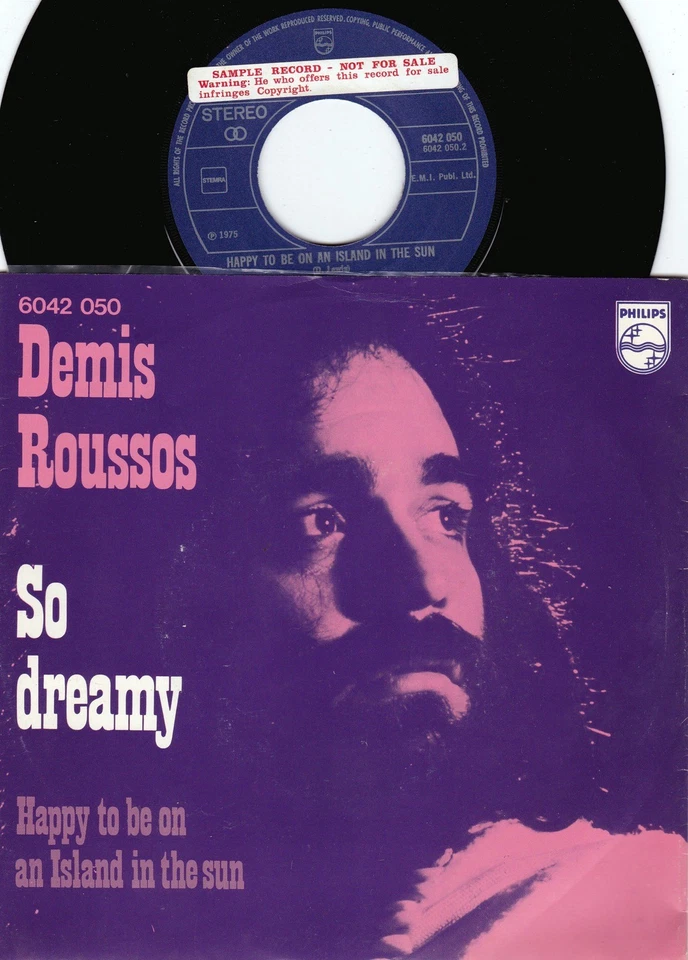 Demis Roussos ORIG DUT PS Promo 45 So dreamy NM ’75 Philips 6042050 Chanson - Image 1 of 1