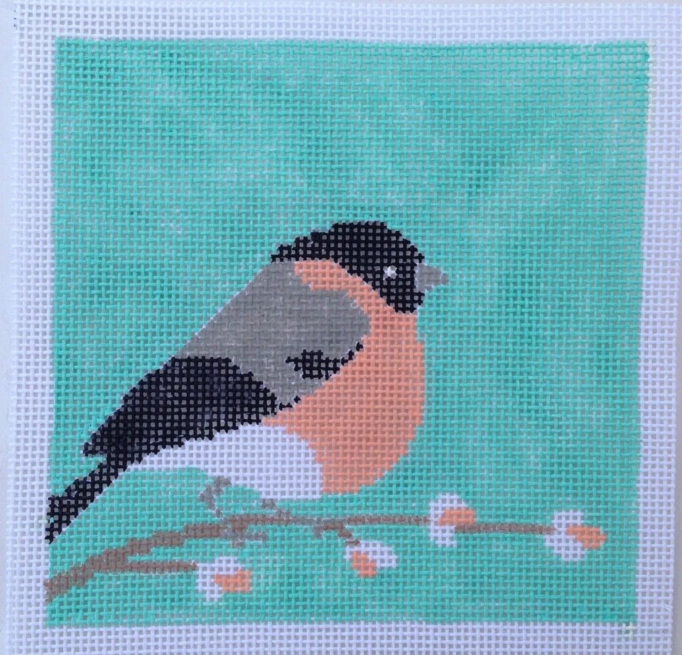 Bullfinch Bird - Hand Painted Needlepoint Canvas - Image 1 of 1