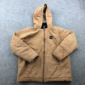 Walls Jacket Boys Large Brown Canvas Long Sleeve Full Zip Hooded - Picture 1 of 8