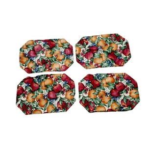 Fall Harvest Vinyl Placemats Fruit Apples Colorful Washable 4 piece - Picture 1 of 7