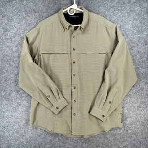 Exofficio Shirt Men's L Long Sleeve Button Down Tan Plaid Heavyweight Shirt - Picture 1 of 9