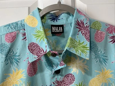 NEW Malia Fiji Tropical Button Up Shirt Men’s Large Resort Vacation Pineapple - Image 1 of 4