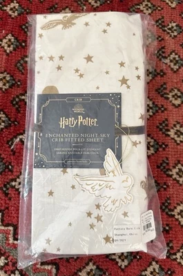 Pottery Barn Kids Harry Potter Enchanted Night Sky Fitted Crib Sheet Gold NEW - Image 1 of 4