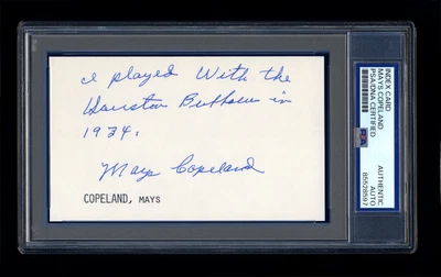 MAYS COPELAND SIGNED MINT INDEX CARD PSA/DNA AUTOGRAPHED 1934 HOUSTON BUFFALOES - Image 1 of 2