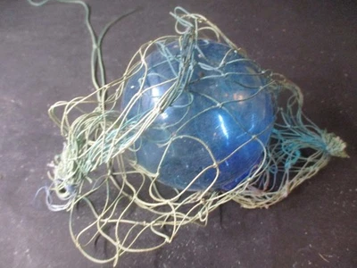 Bola flotadora de vidrio japonesa vintage azul 3" Foto 1 de 2