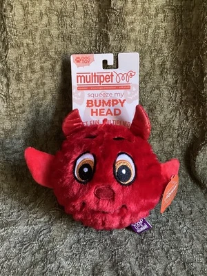 Multipet HALLOWEEN BUMPY Red Devil HEAD BALL 4.5” Dog Toy With Squeaker - Image 1 of 4
