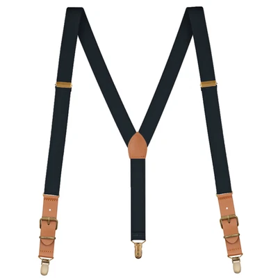 Buyless Fashion Leather End Suspender Mens - 48" Elastic Adjustable 1" - Y Shape - Image 1 of 4