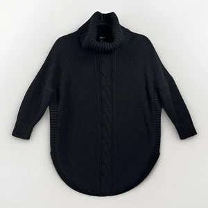 Express Sweater Women’s M True Black Cable Knit Turtleneck High Neck Cozy Chunky - Picture 1 of 7