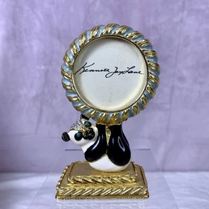 Kenneth Jay Lane Panda Emaille Kristall Foto Bild runder Rahmen signiert Art Deco - Bild 1 von 8