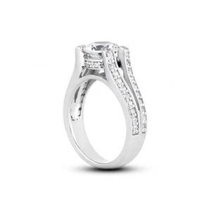 1 Carat E VS2 Round Cut Natural Certified Diamonds 950 Plat. Side Stone Ring - Picture 1 of 3