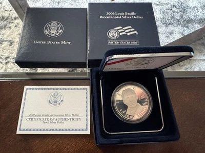2009 P $1 Louis Braille Bicentennial Silver Dollar - Image 1 of 2