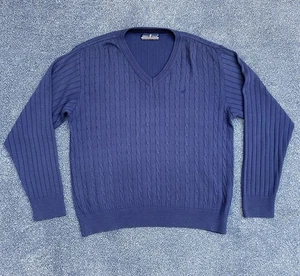 Green Coast blau Merino wasserabweisend Wollmischung V-Ausschnitt Yachting Pullover Large - Bild 1 von 9