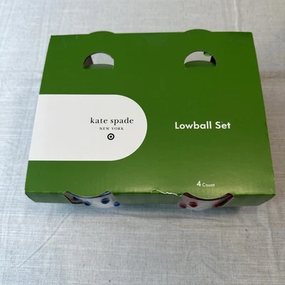 Kate Spade Нью-Йорк 4шт в горошек акриловый низкий мяч стекла комплект - новый в коробке - Изображение 1 из 4