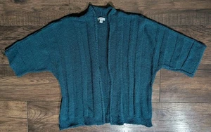 J Jill Women's Teal Blue Open Cardigan Sweater Tight & Chunky Knit Size Small P - Picture 1 of 16
