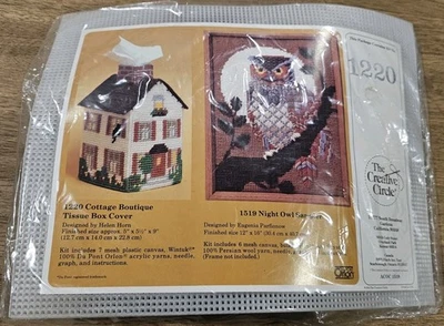 Creative Circle Cottage Boutique Tissue Box Cover Pastic Canvas Kit #1220  - Image 1 of 4