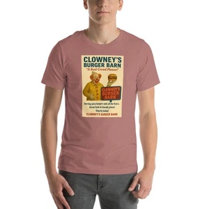Clowney's Burger Barn Mid-Century Publicidad Comida Rápida Unisex Camiseta - Imagen 1 de 8