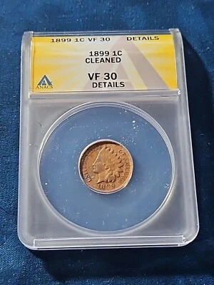 1899 Indian Head Cent VF-30 ANACS Details - Image 1 of 3