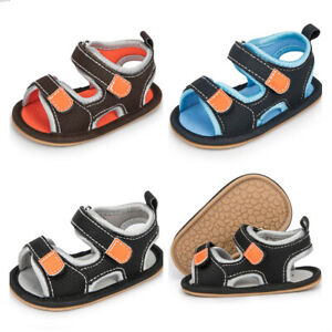 New Baby Boy Crib Shoes Infant Summer Sandals Toddler Rubber PreWalker Trainers
