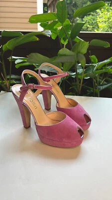 Zapatos de salón italianos de lujo Ballin rosa gamuza con cordones Foto 1 de 4