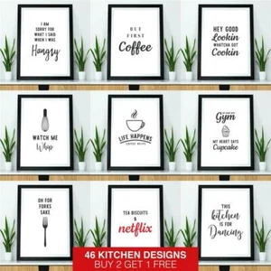 Kitchen Wall Art Prints Modern Picture Minimalist Funny Home Framed Poster Decor - Picture 1 of 59