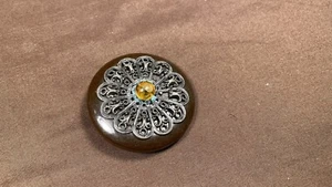 Vintage Antique Large 2” Carved Bakelite Button w/ Brass Accent BB23 - Picture 1 of 4