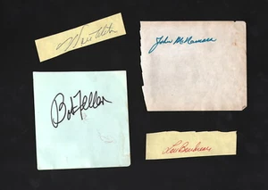 4 c1960 HOF Autographs  Alston Boudreau McNamara Bob Feller - Picture 1 of 2