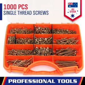 1000-Piece Screws Assortment Set Phillips Drywall Sheetrock Steel Storage Box - Picture 1 of 8