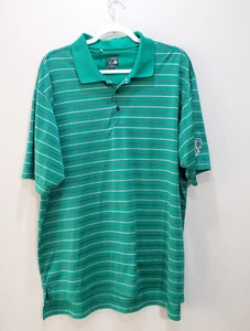 Adidas Poloshirt Herren XLarge Grün Sport Golf Gestreift Outdoor Polyester Logo - Bild 1 von 11