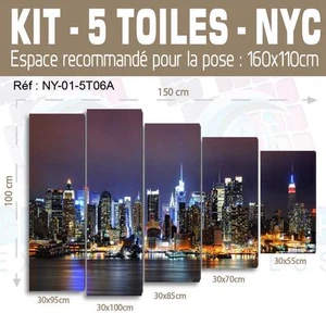 150x100cm - Set 5 GEMÄLDE BEDRUCKT MALEREI STOFF DEKO - NEW YORK-NY-01 -5T06A - Bild 1 von 29
