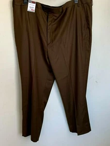 Roundtree Yorke Travel Smart Pants Brown Gabardine Pockets Zip Hook (3 Szs) NEW  - Picture 1 of 12