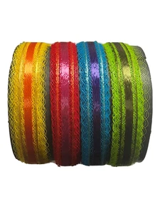 Vintage Colorful Decorative Lace Ribbon Yellow, Red, Blue, Green - 4 Yards Each - Picture 1 of 8