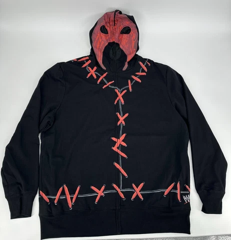 WWE Kane Hooded Mask Sweatshirt Adult Size XL New Rare 2013 Black Red Hoodie Cover