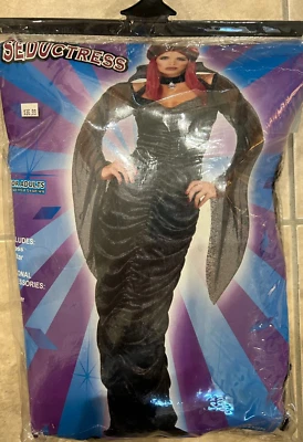 Vestido y Cuello Negro Seductora Gótica Mujer Disfraz 14-16 Foro NUEVO Foto 1 de 2