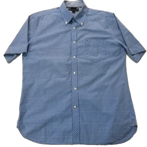 Tommy Hilfiger Herren Hemd Large Kurzarm Button Down Blau Weiß 100% Baumwolle - Bild 1 von 8