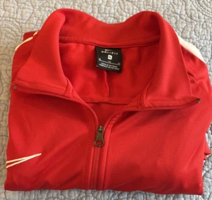 NIKE Dri Fit Boys XL Red Full Zip Track Jacket Zip Pockets - Picture 1 of 7